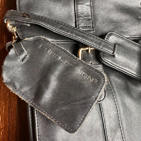 Vintage Eurodesign Black Leather Portfolio Bag With Shoulder Strap & Buckle Clos - Picture 10 of 12